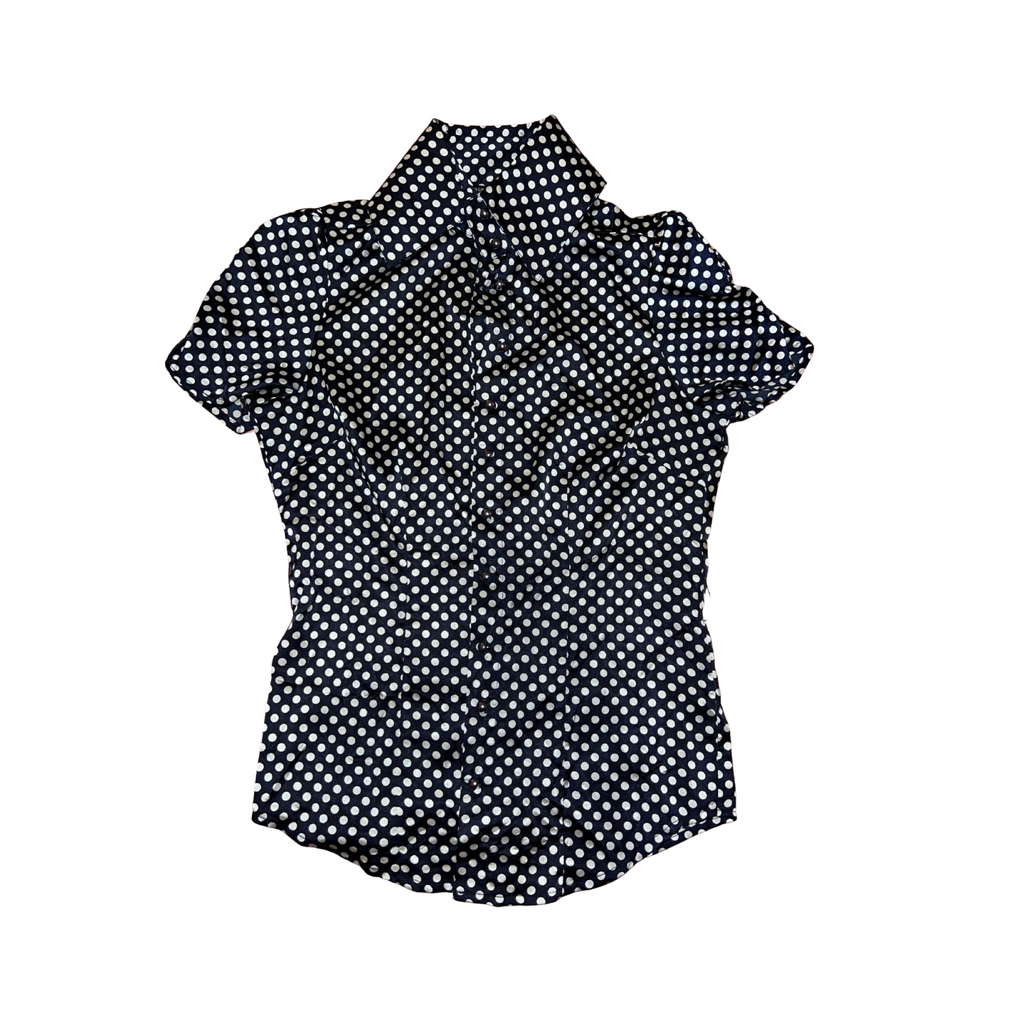 Vintage navy polka dot top