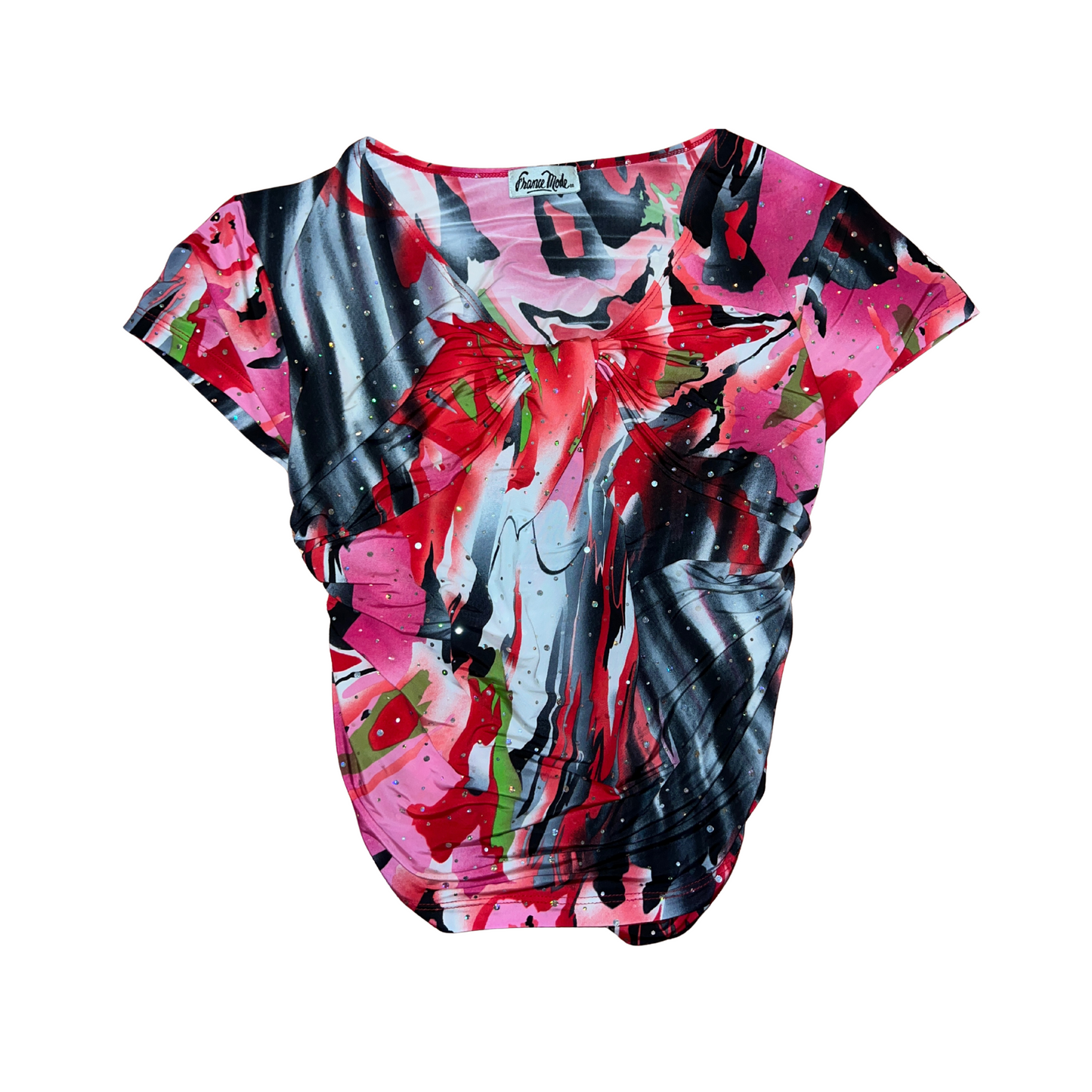 Reworked colorful abstract blouse