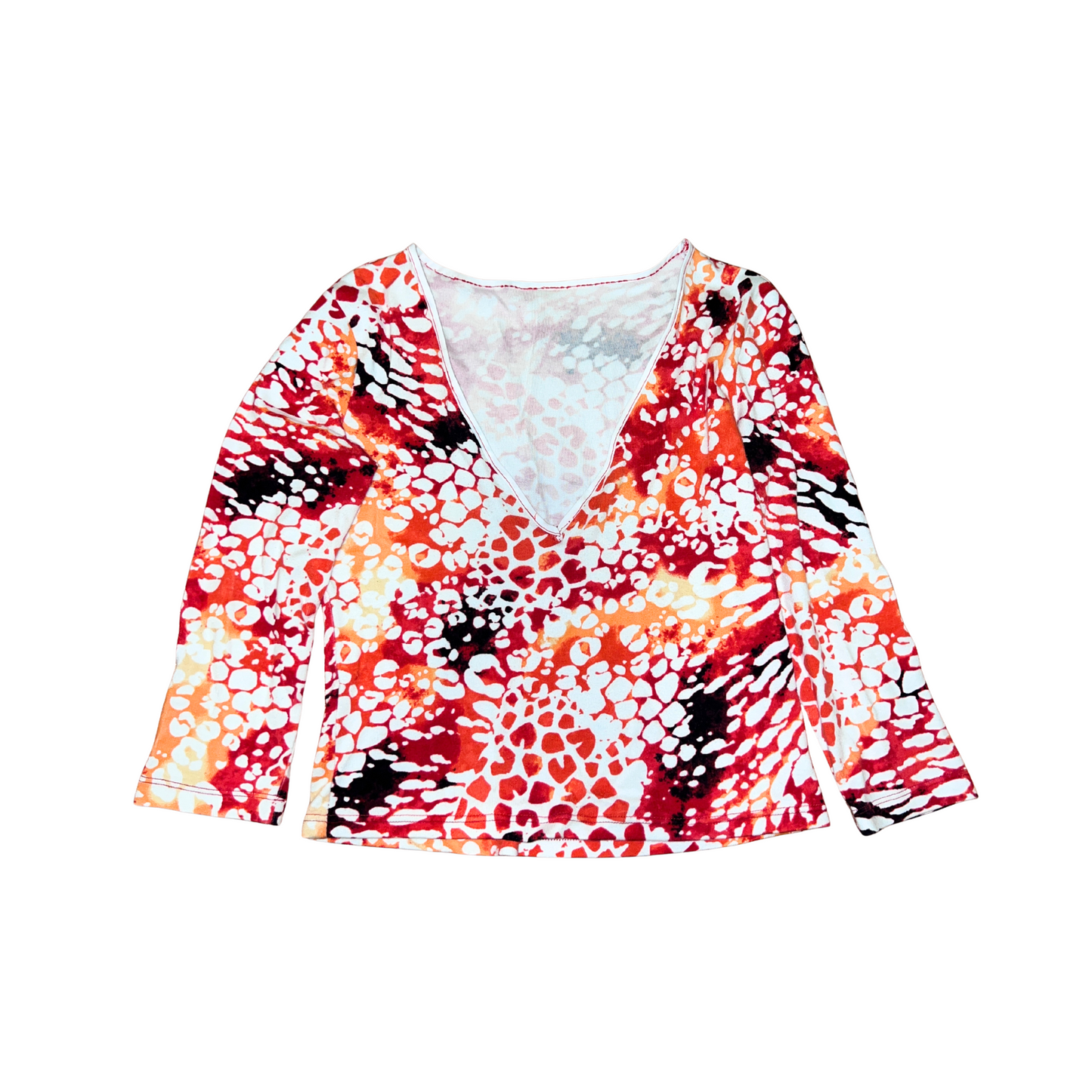Reworked colorful animal print long sleeve top