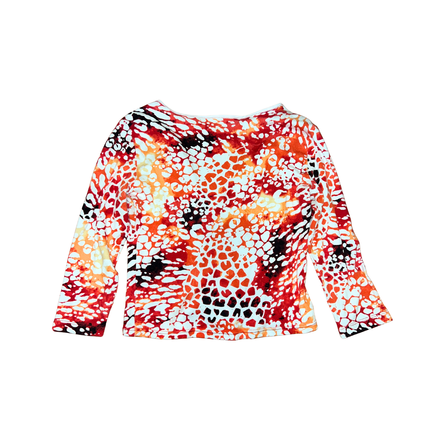 Reworked colorful animal print long sleeve top