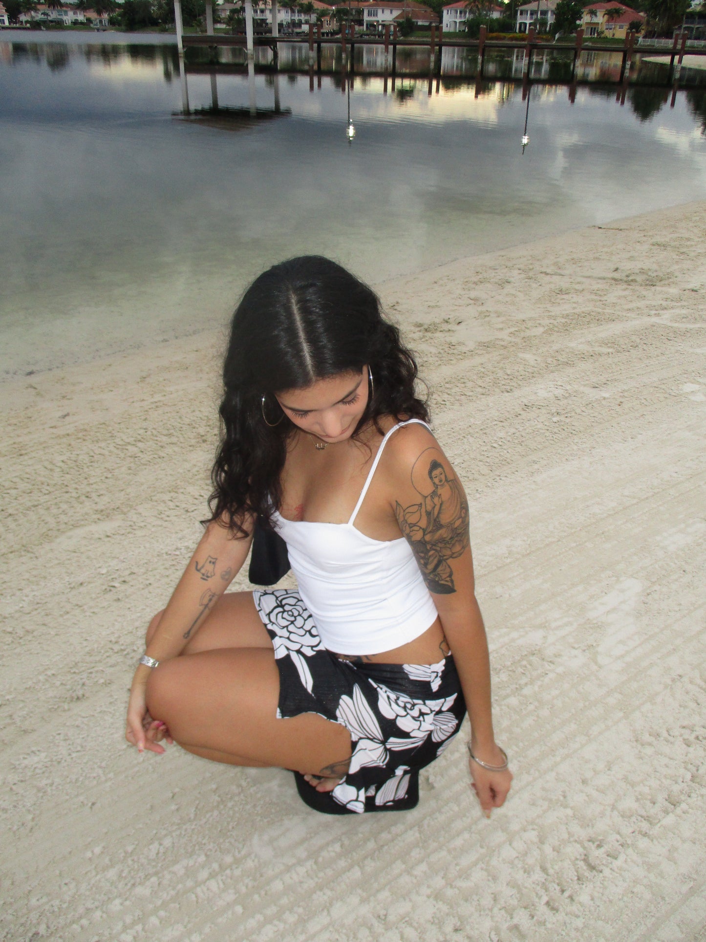 Reworked black/White floral skirt