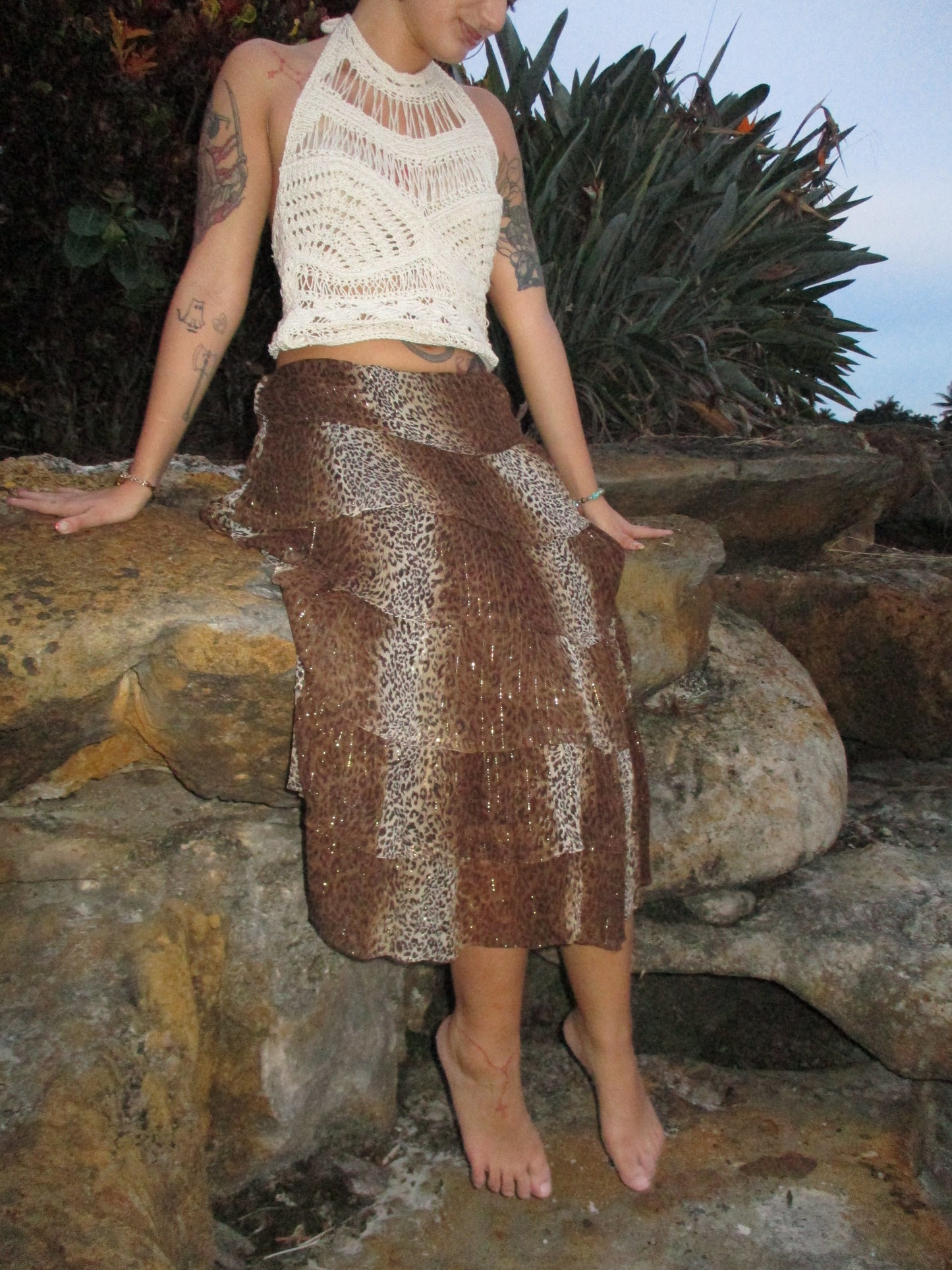 Leopard shimmer maxi skirt